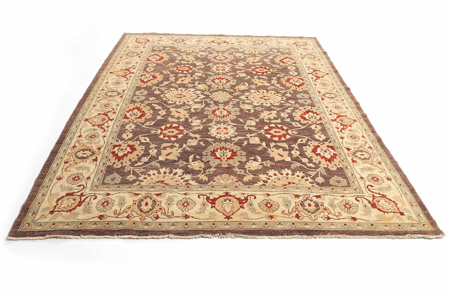 Hand-Knotted Oushak Carpet 9'.2" X 11'.9" Traditional, Brown Fine Wool Area Rug 9x12