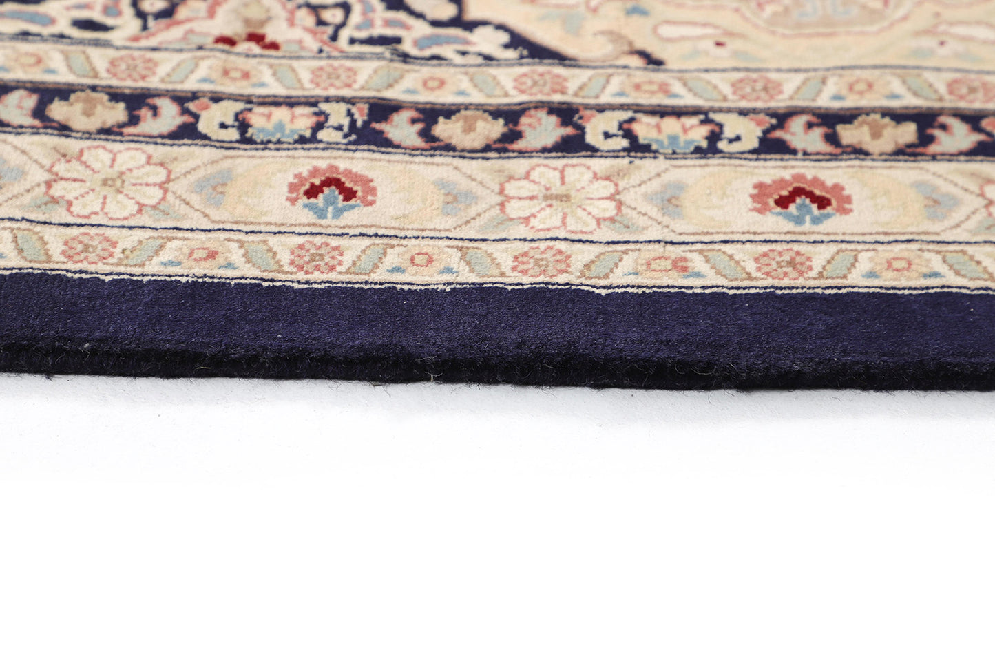 Hand-Knotted Lahore Carpet 12'.2" X 17'.7" Oriental, Blue Fine Wool Area Rug 12x18