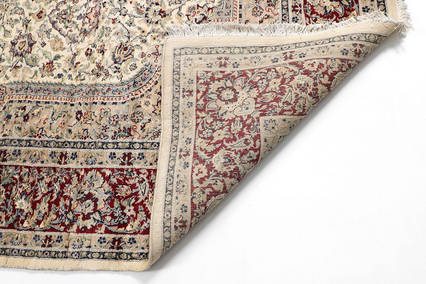 Hand-Knotted Lahore Carpet 7'.11" X 9'.9" Oriental, Ivory Fine Wool Area Rug 8x10