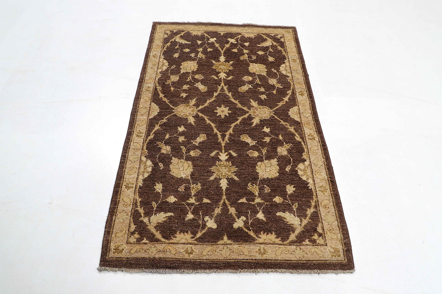 Hand-Knotted Oushak Carpet 3'.2" X 5'.4" Traditional, Brown Fine Wool Accent Rug 3x5