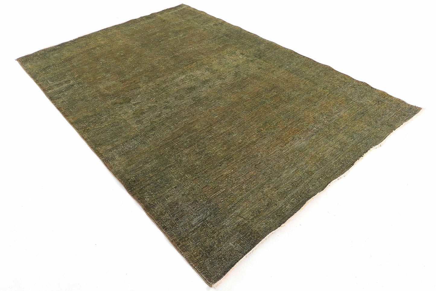 Hand-Knotted Oushak Carpet 5'.7" X 8'.1" Traditional, Green Fine Wool Area Rug 5.5x8
