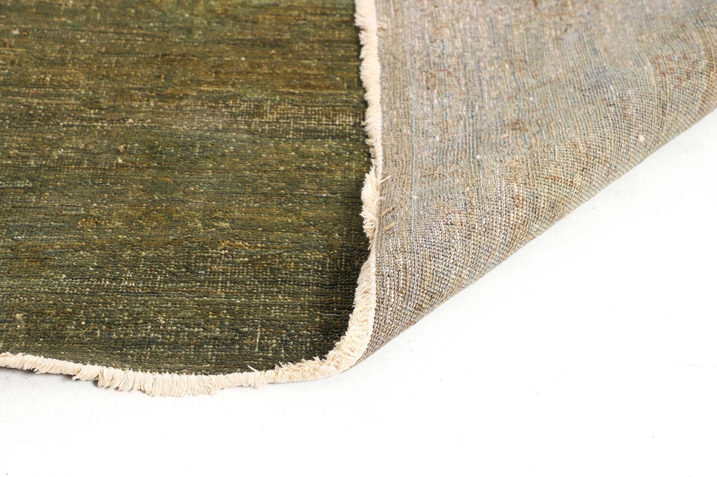 Hand-Knotted Oushak Carpet 5'.7" X 8'.1" Traditional, Green Fine Wool Area Rug 5.5x8