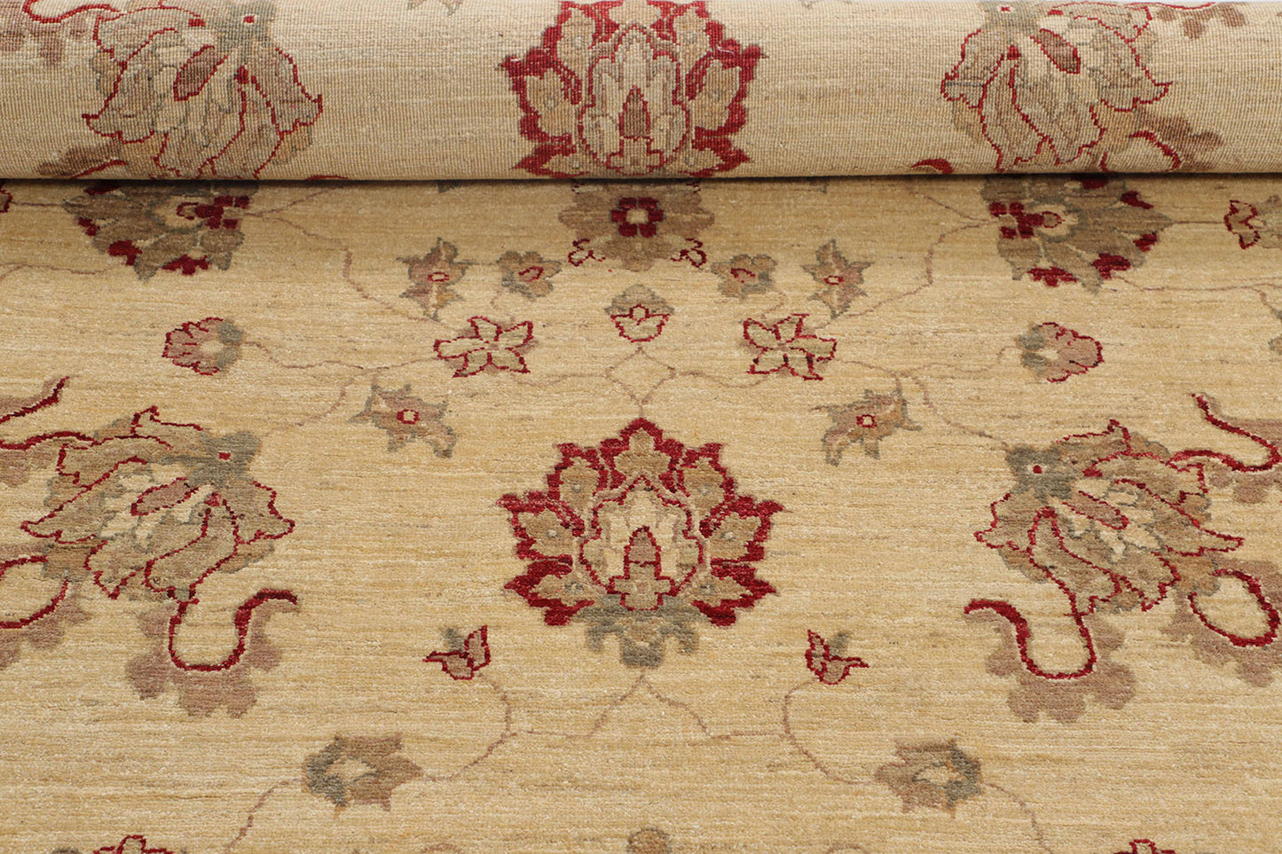 Hand-Knotted Oushak Carpet 8'.10" X 12'.1" Traditional, Ivory Fine Wool Area Rug 9x12