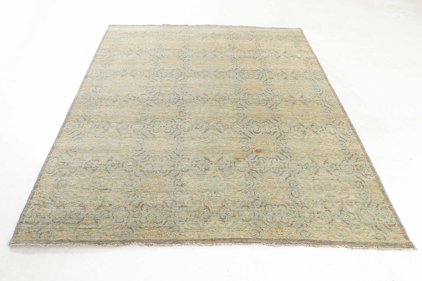Hand-Knotted Gabbeh Carpet 7'.9" X 9'.6" , L/Blue Fine Wool Area Rug 8x10