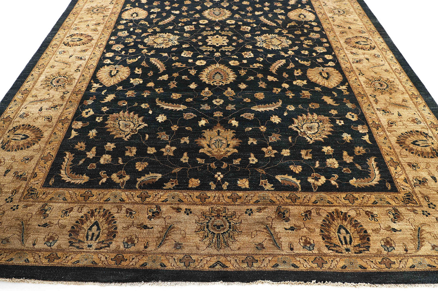 Hand-Knotted Oushak Carpet 8'.11" X 11'.10" Traditional, N/Blue Fine Wool Area Rug 9x12