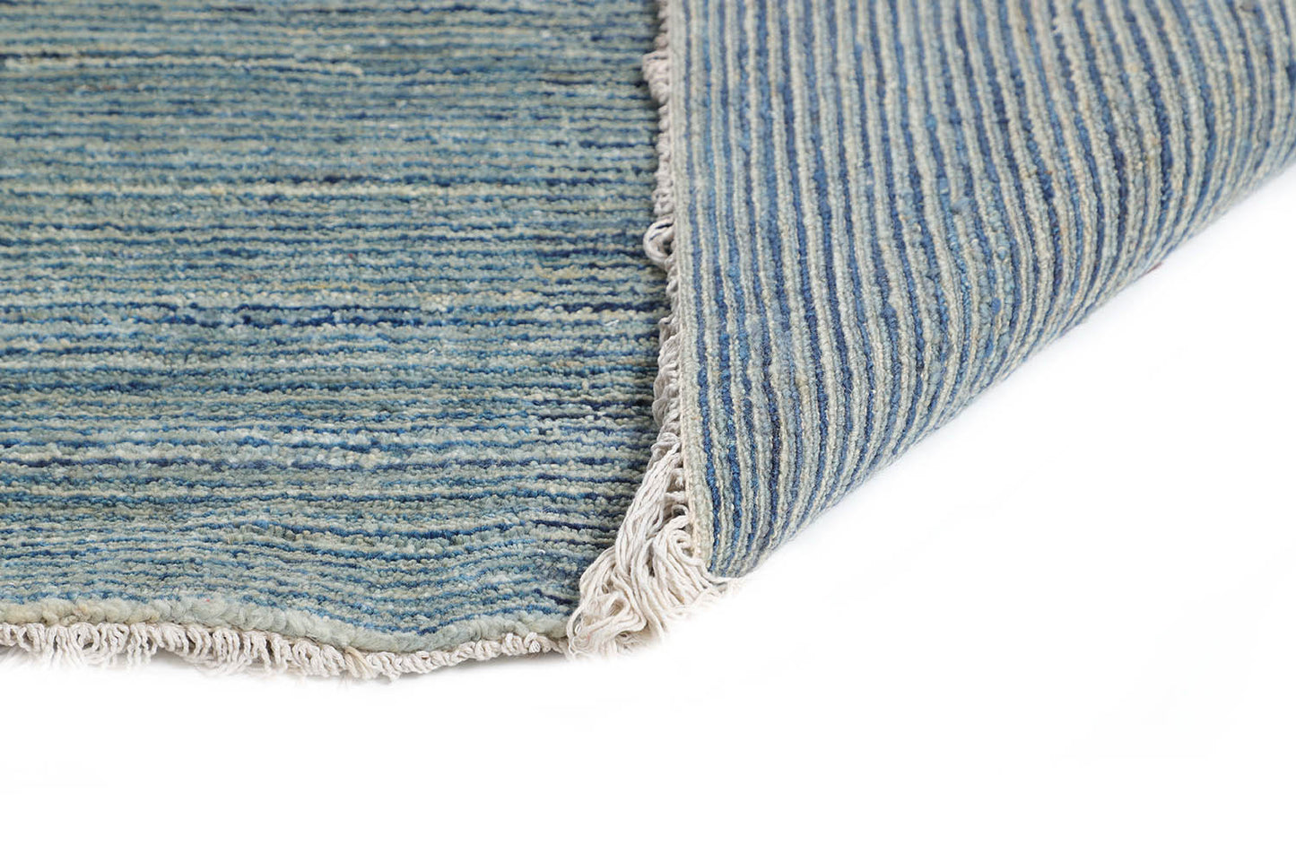 Hand-Knotted Gabbeh Carpet 8'.1" X 10'.1" , Blue Fine Wool Area Rug 8x10