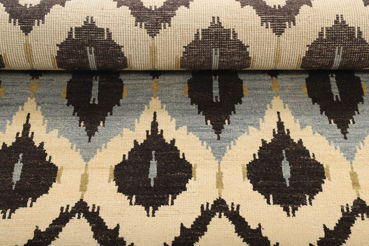 Hand-Knotted Gabbeh Carpet 8'.1" X 9'.11" , Black Fine Wool Area Rug 8x10