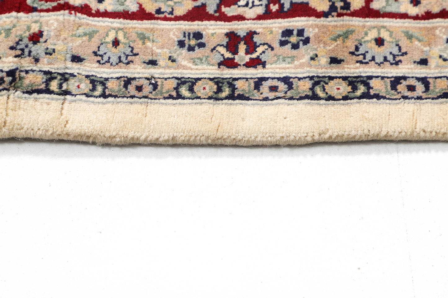 Hand-Knotted Lahore Carpet 7'.11" X 9'.9" Oriental, Ivory Fine Wool Area Rug 8x10