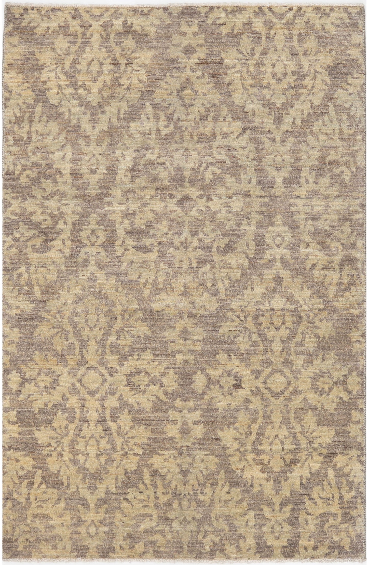 Hand-Knotted Oushak Carpet 4'.1" X 6'.3" Traditional, Grey Fine Wool Area Rug 4x6