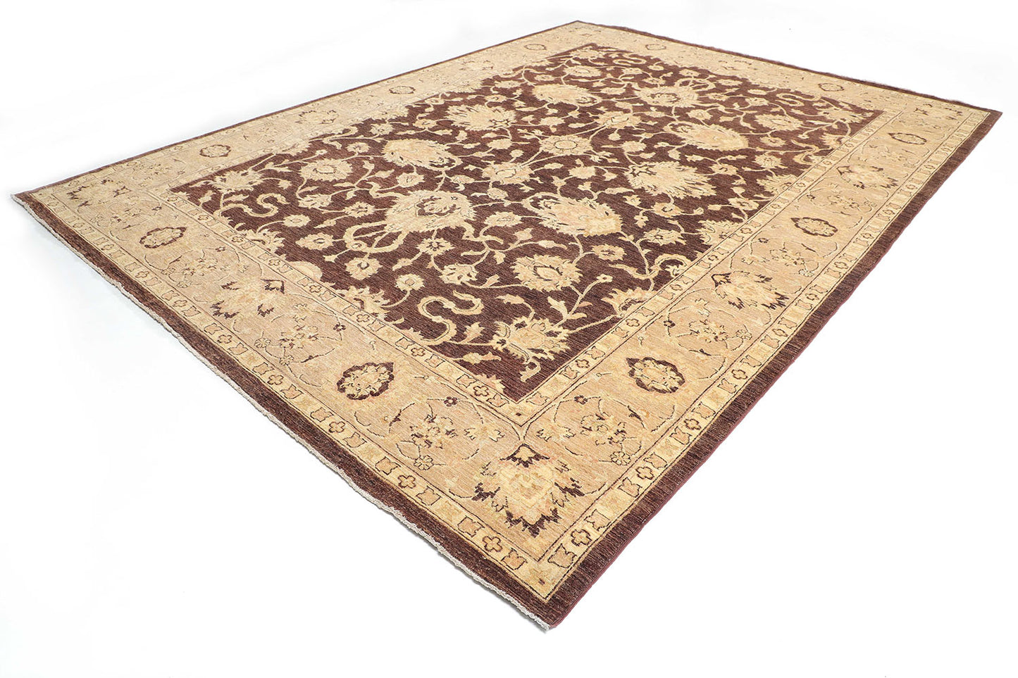 Hand-Knotted Ariana Carpet 9'.7" X 13'.1" Traditional, Brown Fine Wool Area Rug 10x14 D48014