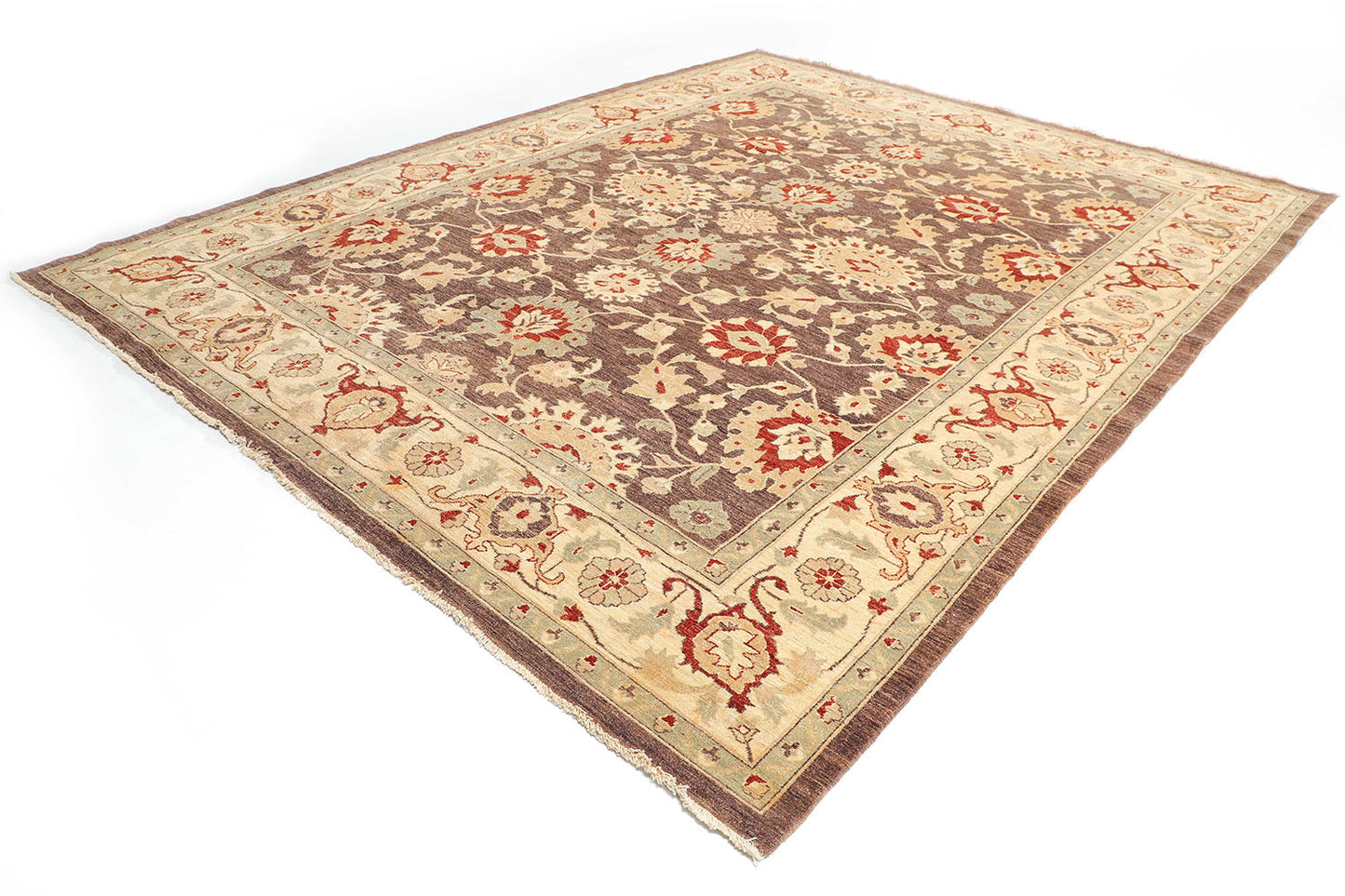 Hand-Knotted Oushak Carpet 9'.2" X 11'.9" Traditional, Brown Fine Wool Area Rug 9x12