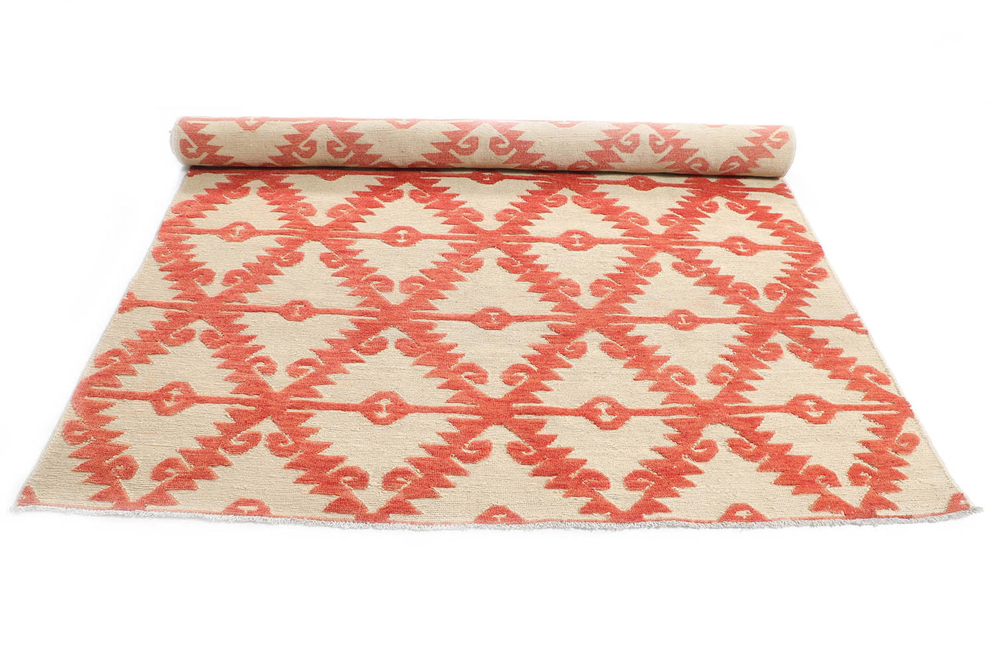 Hand-Knotted Oushak Carpet 6'.3" X 9'.9" Traditional, Beige Fine Wool Area Rug 6x9