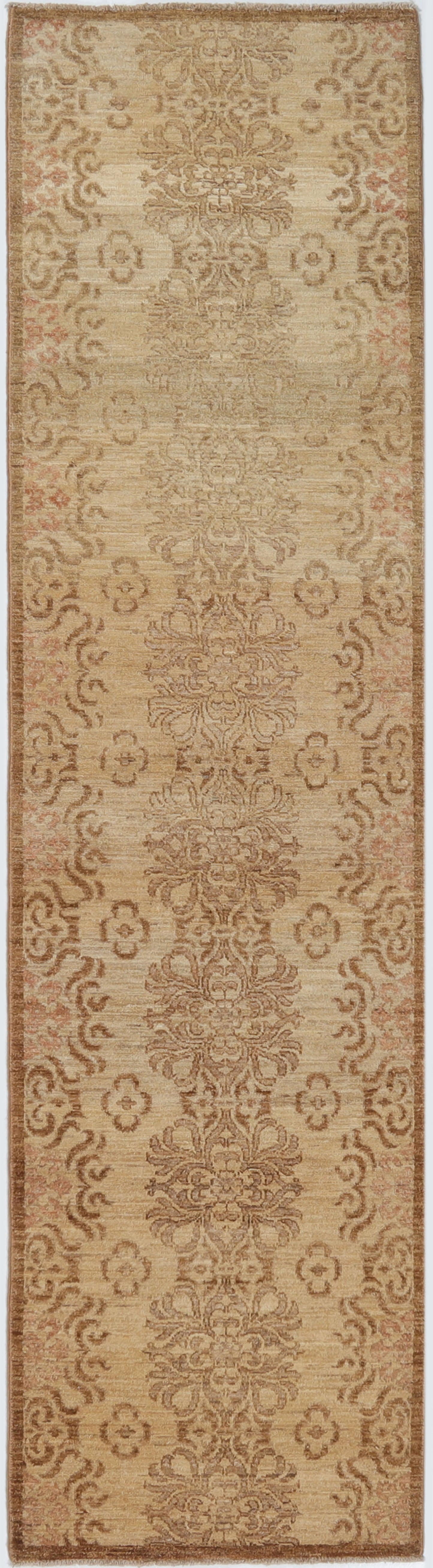 Hand-Knotted Oushak Carpet 2'.7" X 10'.1" Traditional, Camel Fine Wool Runner Rug 2.5x10