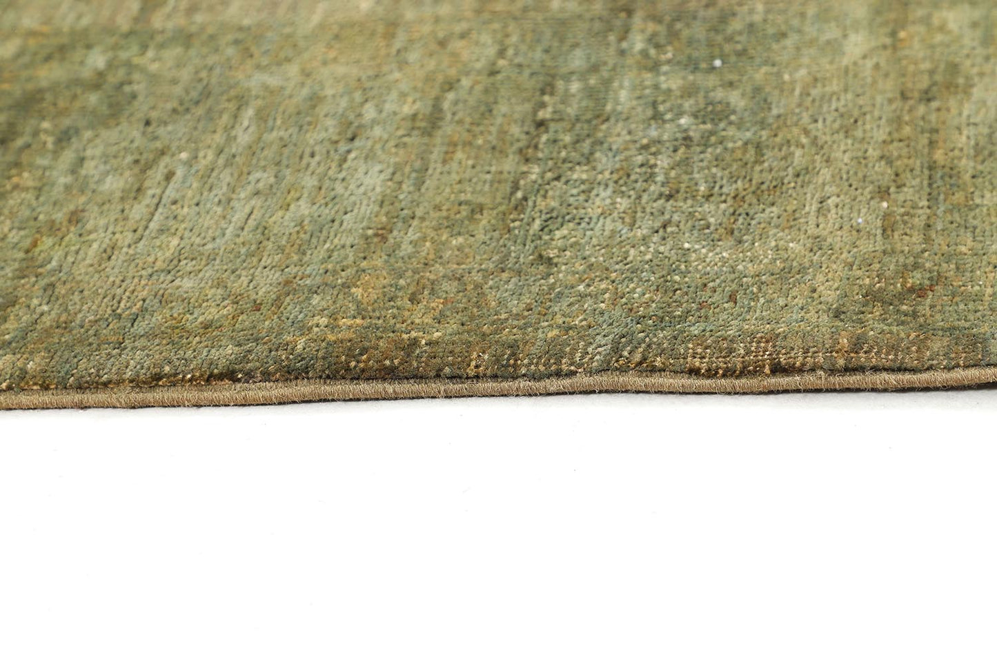 Hand-Knotted Oushak Carpet 5'.7" X 8'.1" Traditional, Green Fine Wool Area Rug 5.5x8