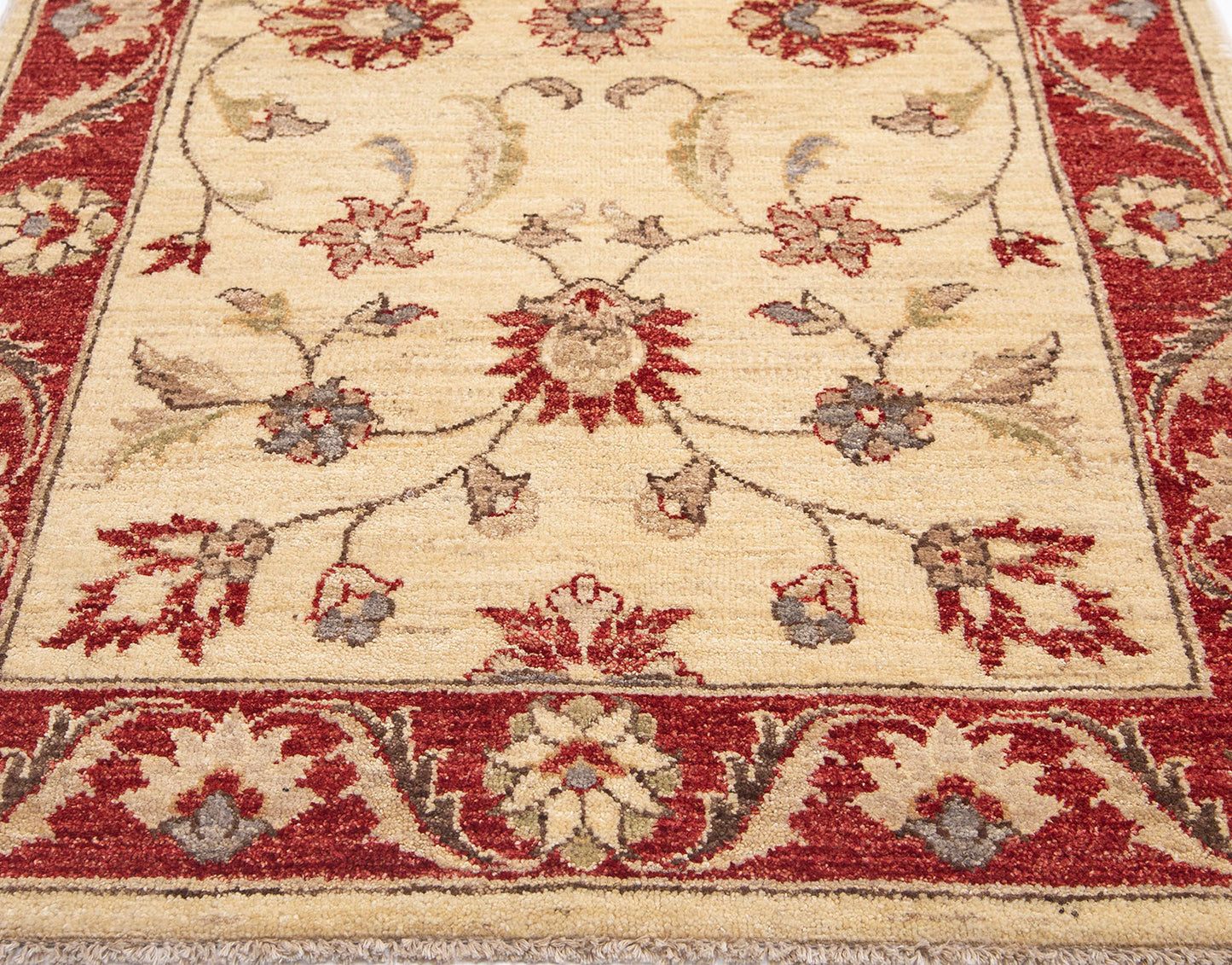 Hand-Knotted Oushak Carpet 3' X 5'.3" Traditional, Ivory Fine Wool Accent Rug 3x5