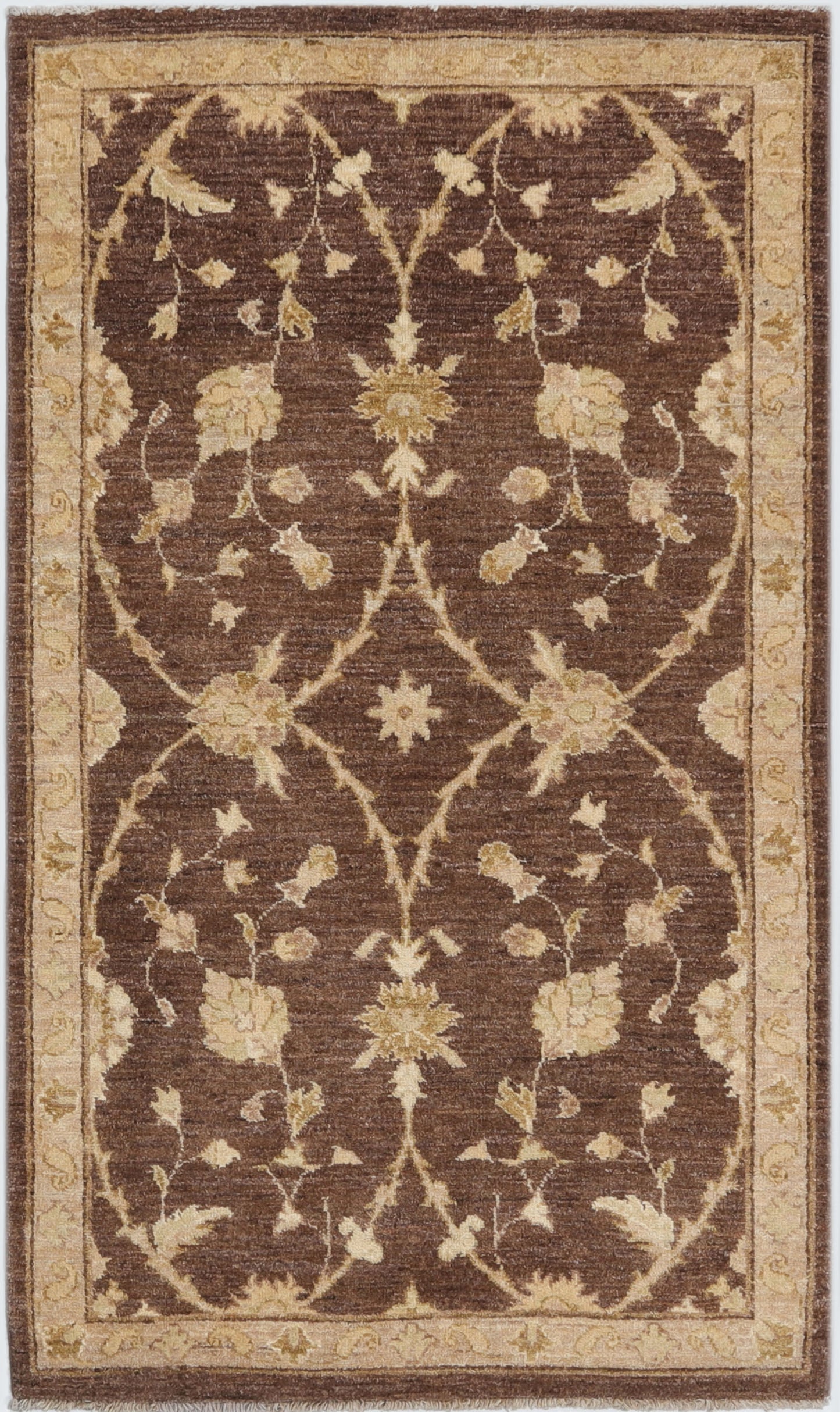 Hand-Knotted Oushak Carpet 3'.2" X 5'.4" Traditional, Brown Fine Wool Accent Rug 3x5