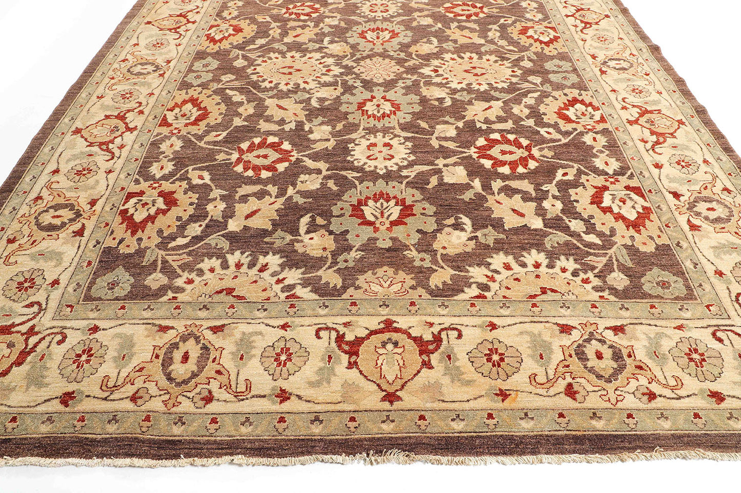 Hand-Knotted Oushak Carpet 9'.2" X 11'.9" Traditional, Brown Fine Wool Area Rug 9x12