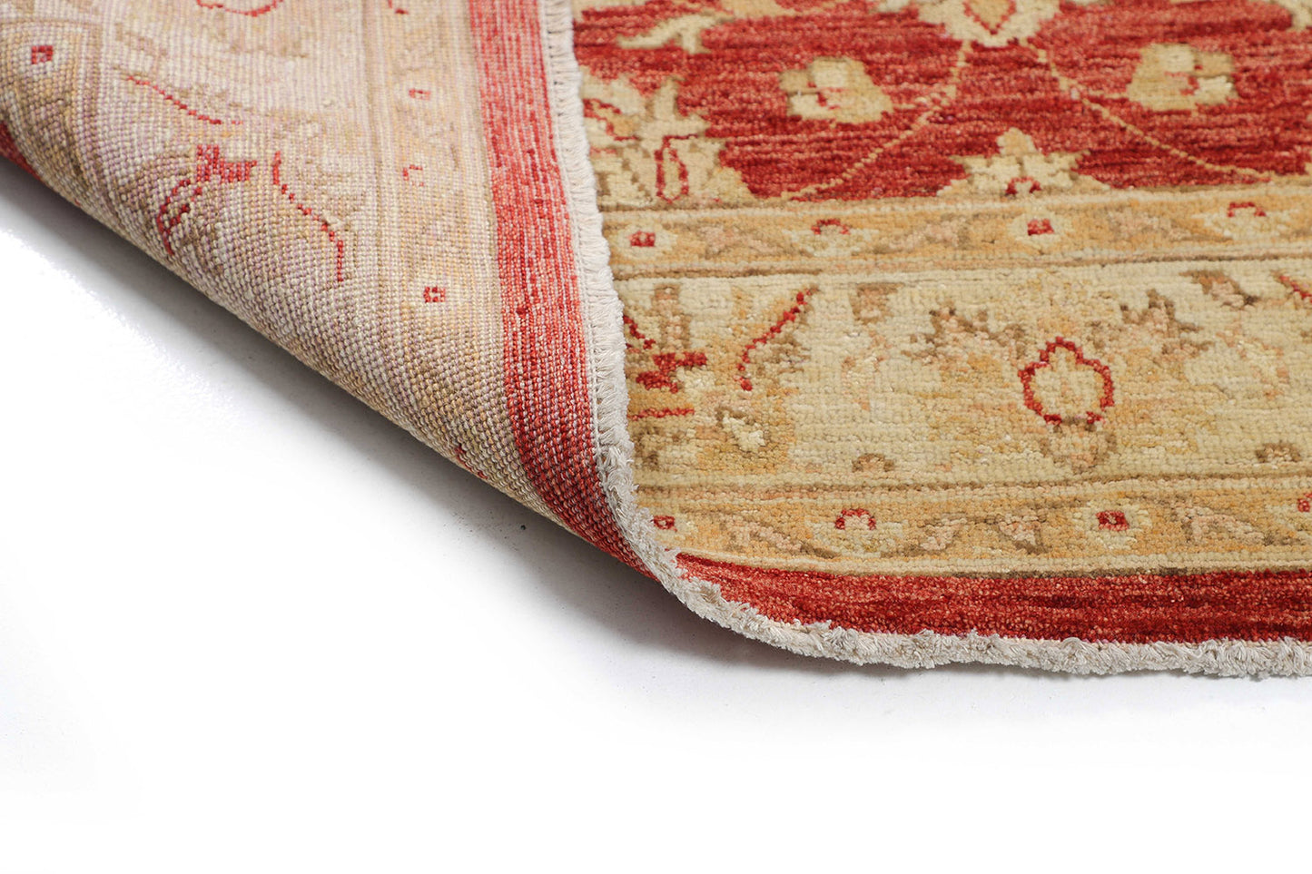 Hand-Knotted Oushak Carpet 4'.7" X 6'.6" Traditional, Red Fine Wool Area Rug 4x6