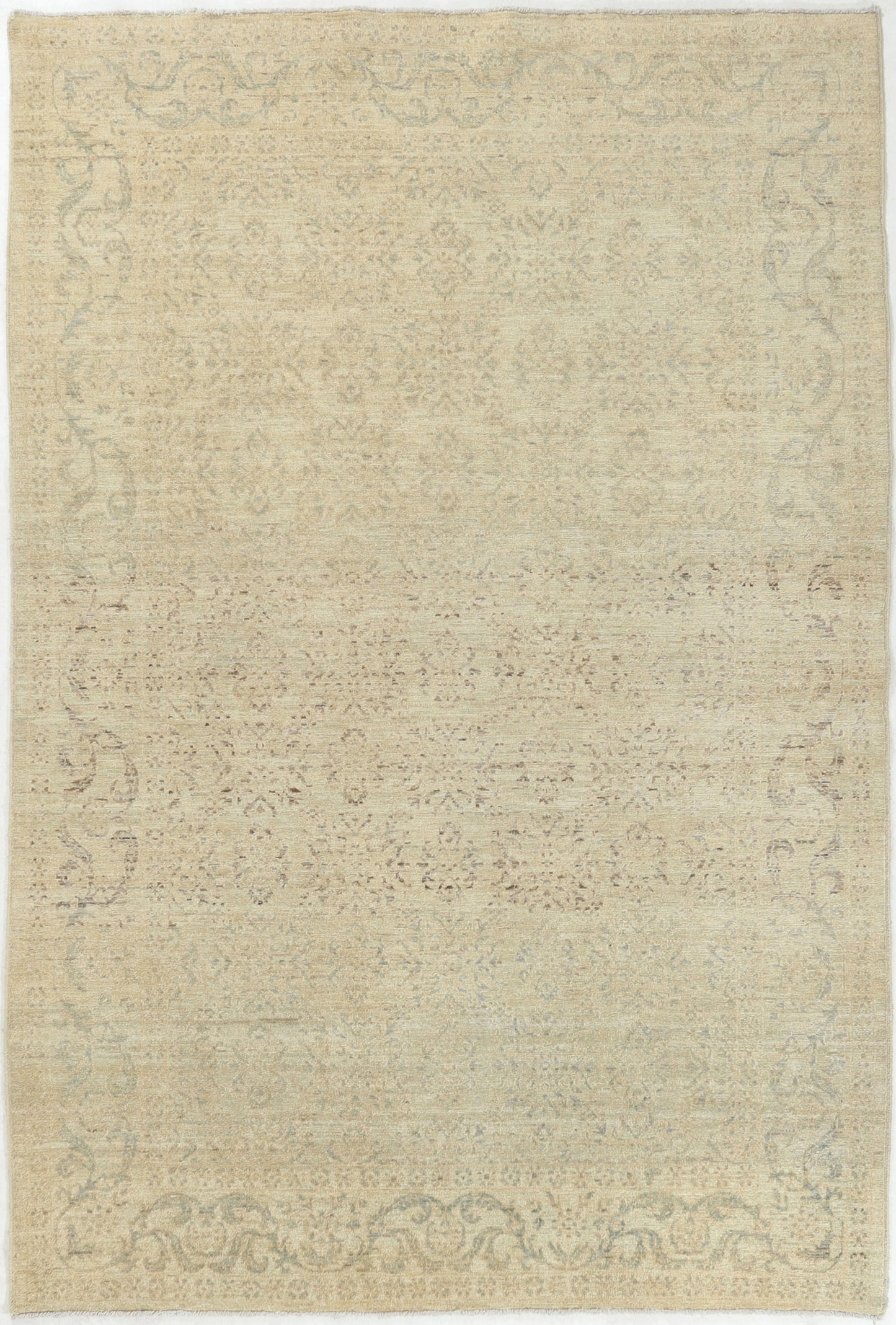 Hand-Knotted Oushak Carpet 6'.1" X 8'.10" Traditional, Grey Fine Wool Area Rug 6x9