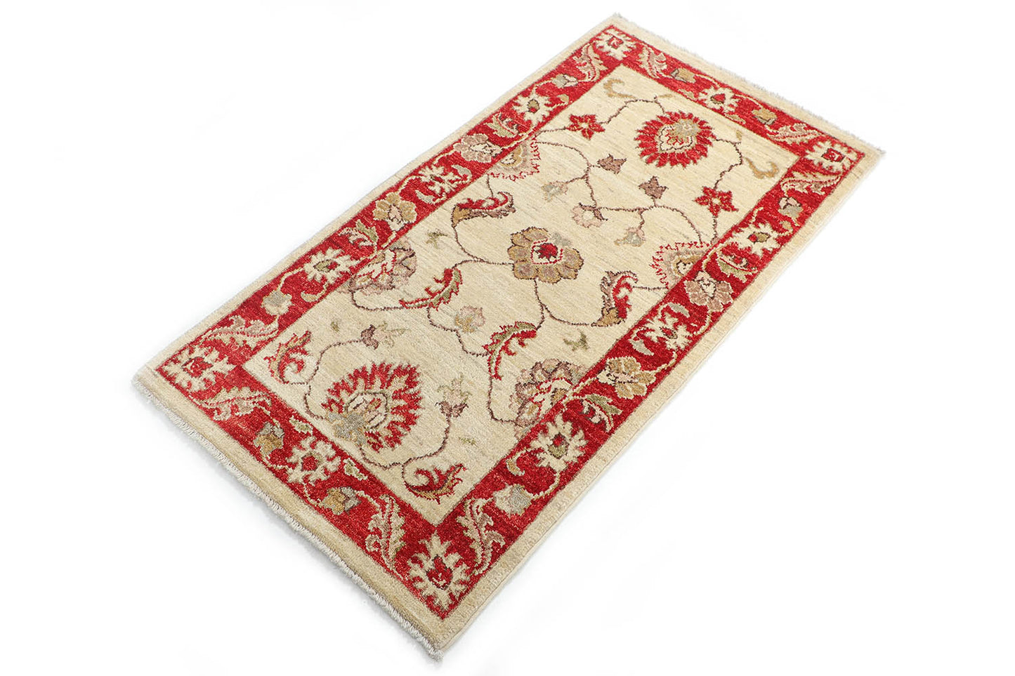 Hand-Knotted Oushak Carpet 2'.2" X 4'.1" Traditional, Ivory Fine Wool Accent Rug 2x4