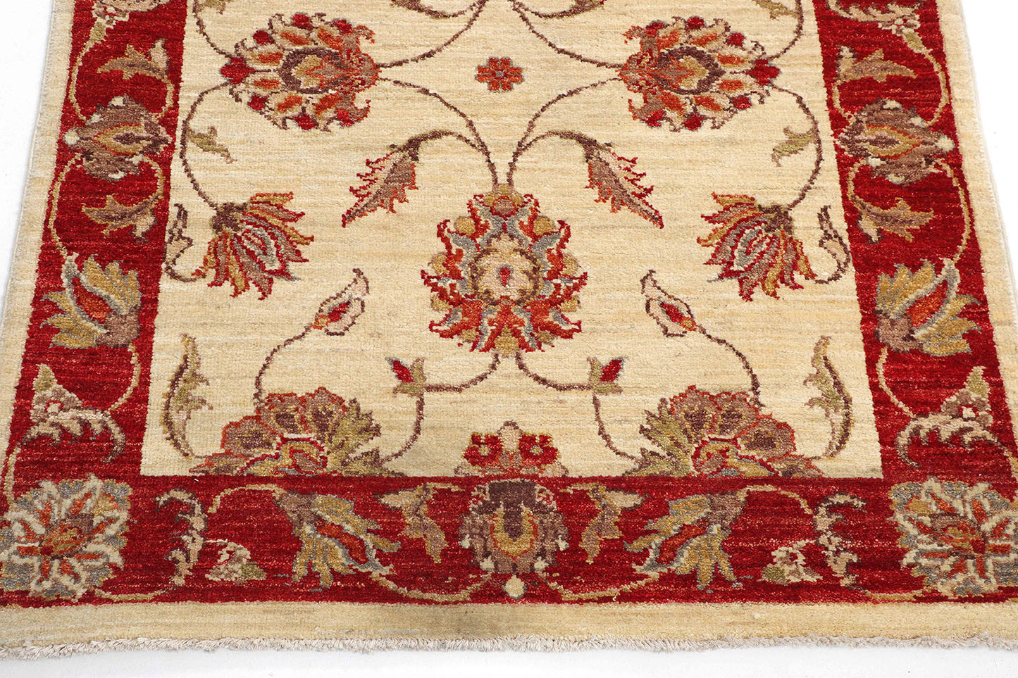Hand-Knotted Oushak Carpet 3'.4" X 6'.6" Traditional, Ivory Fine Wool Area Rug 3x6