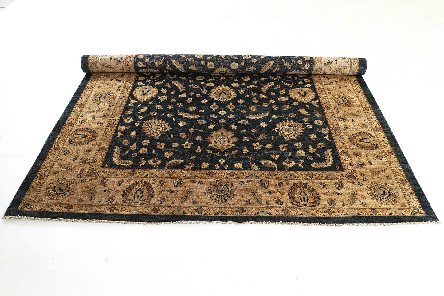 Hand-Knotted Oushak Carpet 8'.11" X 11'.10" Traditional, N/Blue Fine Wool Area Rug 9x12