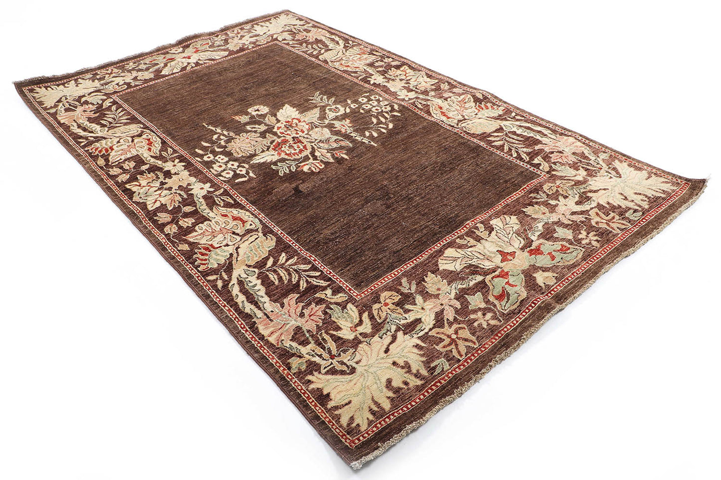 Hand-Knotted Gabbeh Carpet 5'.5" X 8'.6" Tribal, Brown Fine Wool Area Rug 5.5x8 D2641