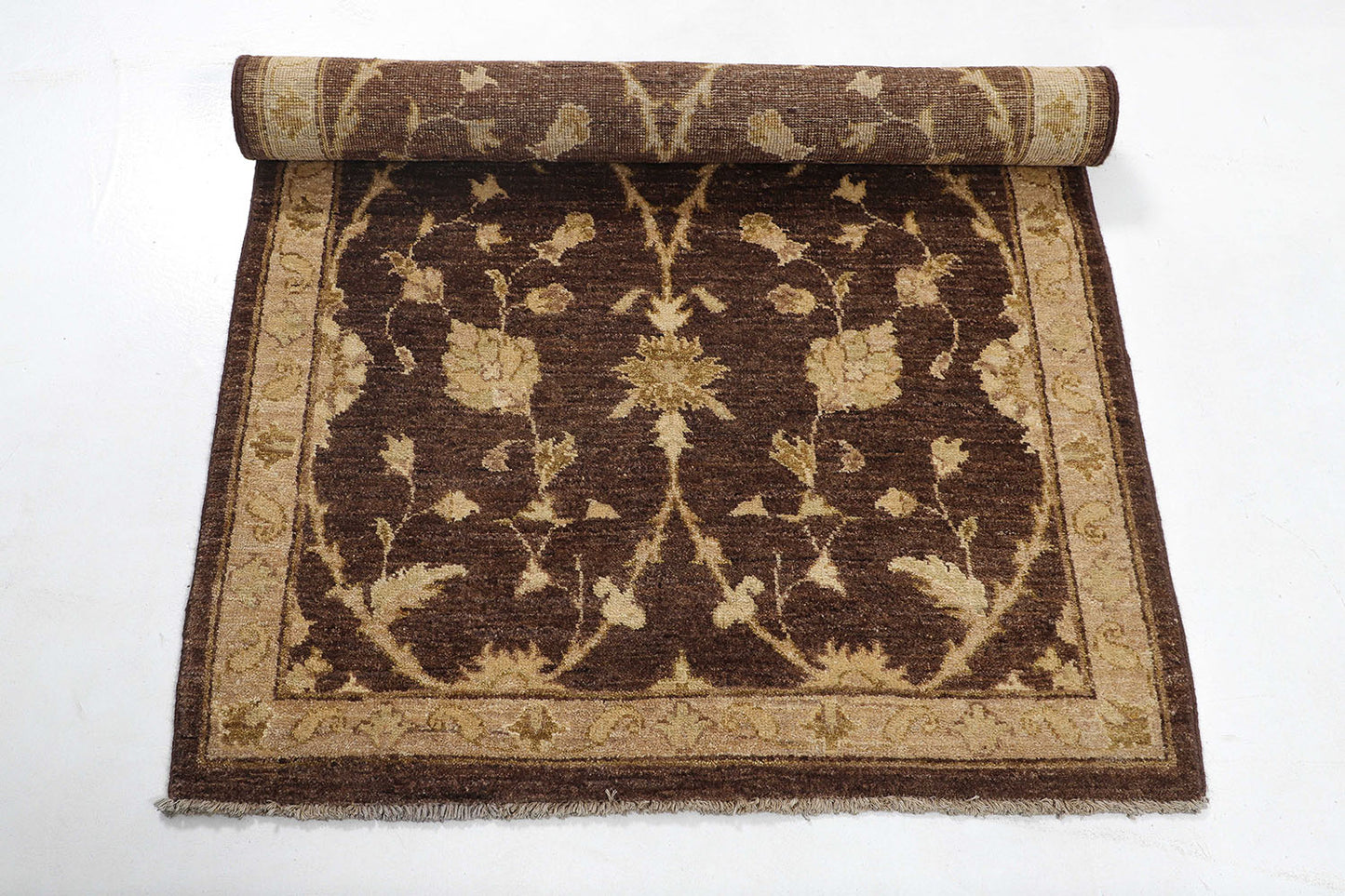Hand-Knotted Oushak Carpet 3'.2" X 5'.4" Traditional, Brown Fine Wool Accent Rug 3x5