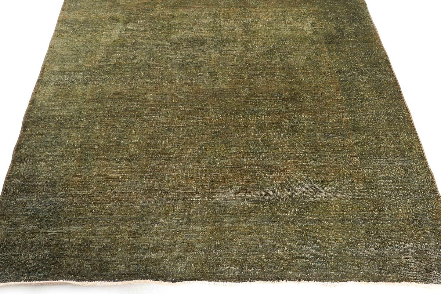 Hand-Knotted Oushak Carpet 5'.7" X 8'.1" Traditional, Green Fine Wool Area Rug 5.5x8