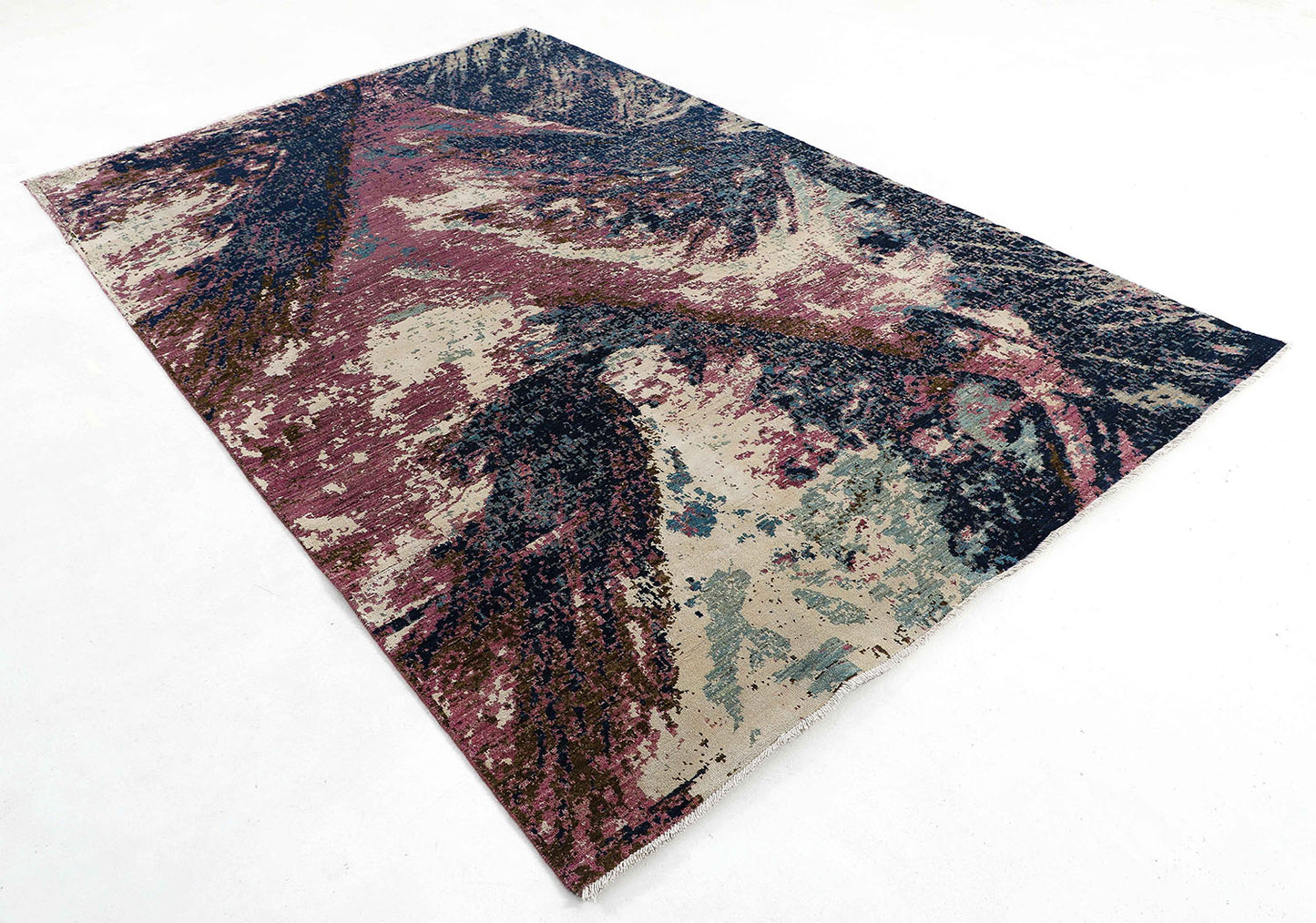 Hand-Knotted Oushak Carpet 6' X 9'.1" Traditional, Blue Fine Wool Area Rug 6x9
