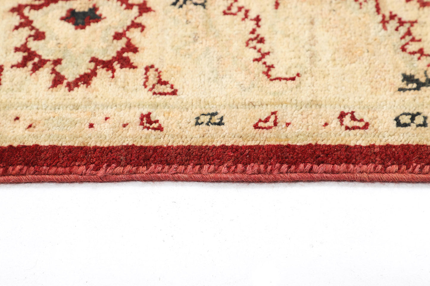 Hand-Knotted Oushak Carpet 4'.1" X 6' Traditional, Red Fine Wool Area Rug 4x6