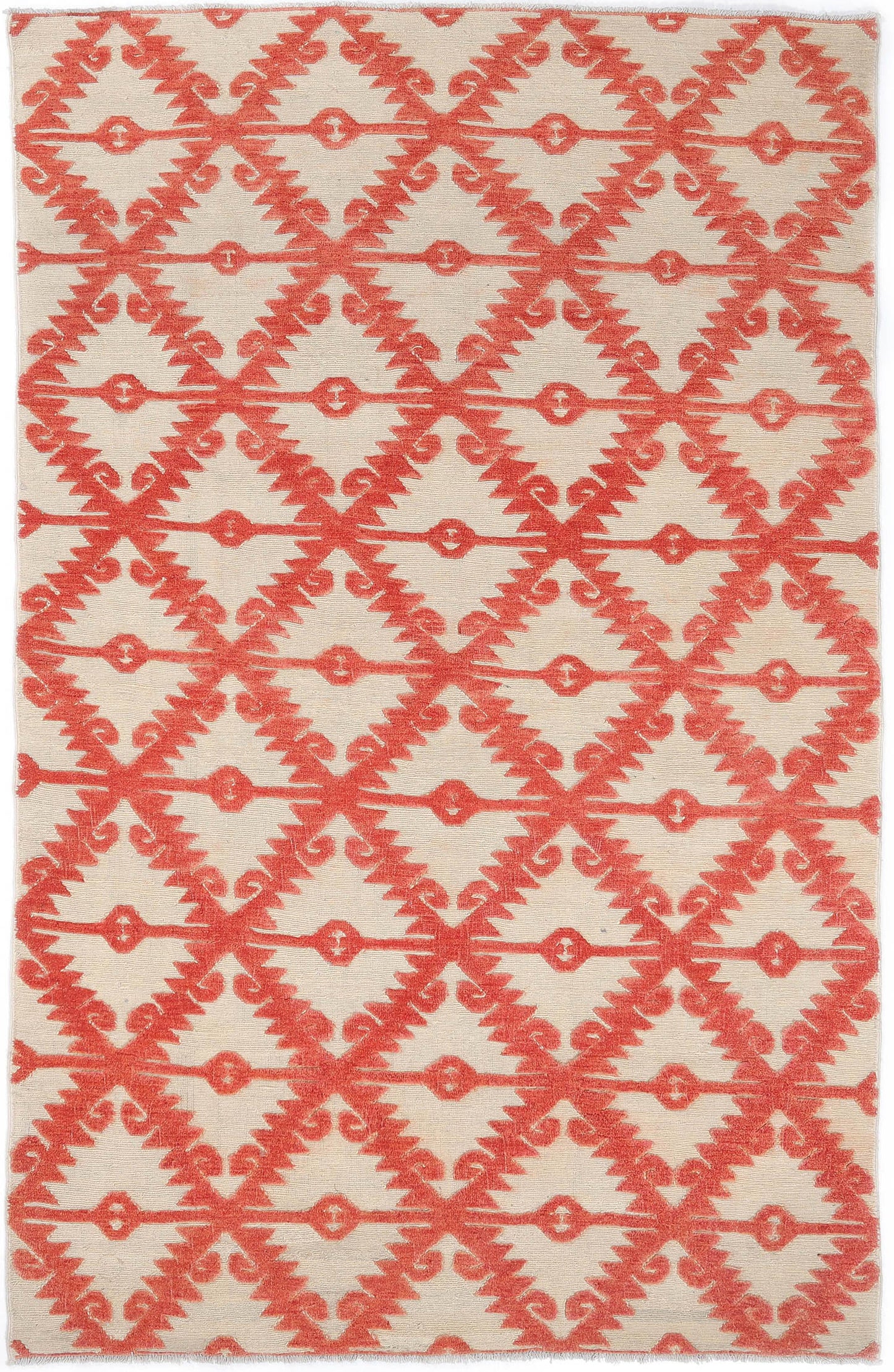 Hand-Knotted Oushak Carpet 6'.3" X 9'.9" Traditional, Beige Fine Wool Area Rug 6x9