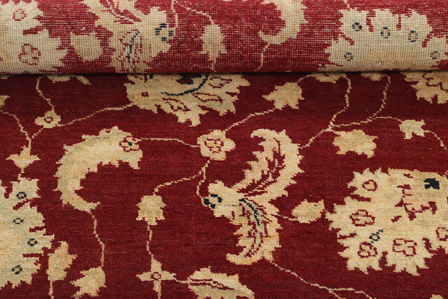 Hand-Knotted Oushak Carpet 4'.1" X 6' Traditional, Red Fine Wool Area Rug 4x6