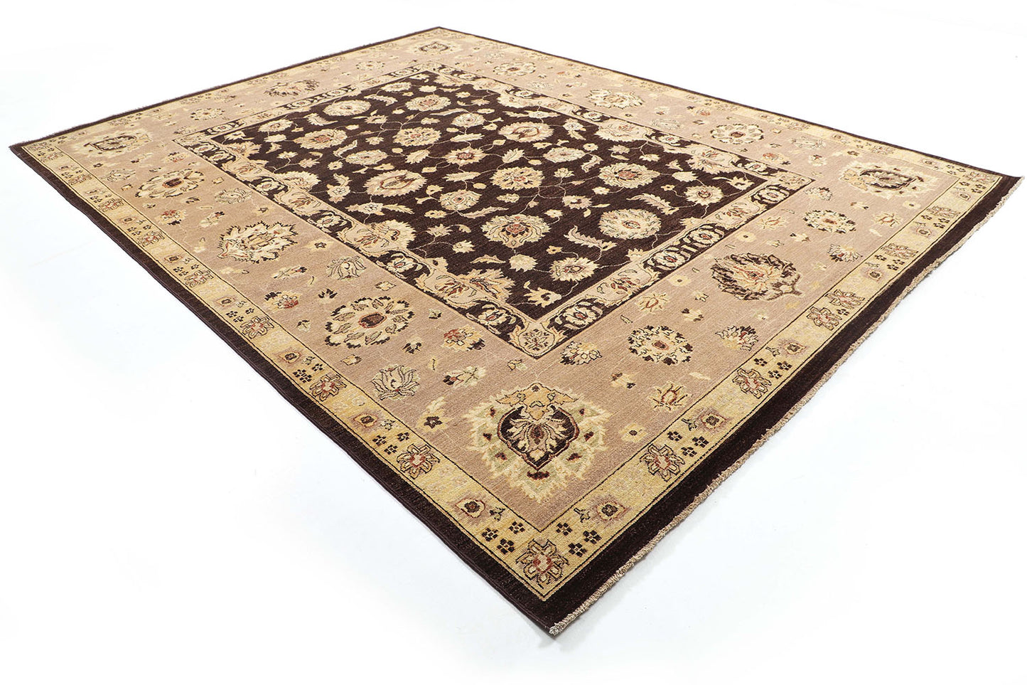 Hand-Knotted Oushak Carpet 9'.1" X 11'.10" Traditional, Brown Fine Wool Area Rug 9x12