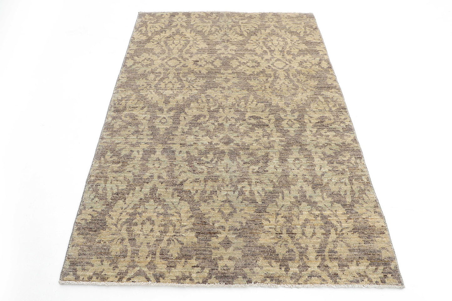 Hand-Knotted Oushak Carpet 4'.1" X 6'.3" Traditional, Grey Fine Wool Area Rug 4x6