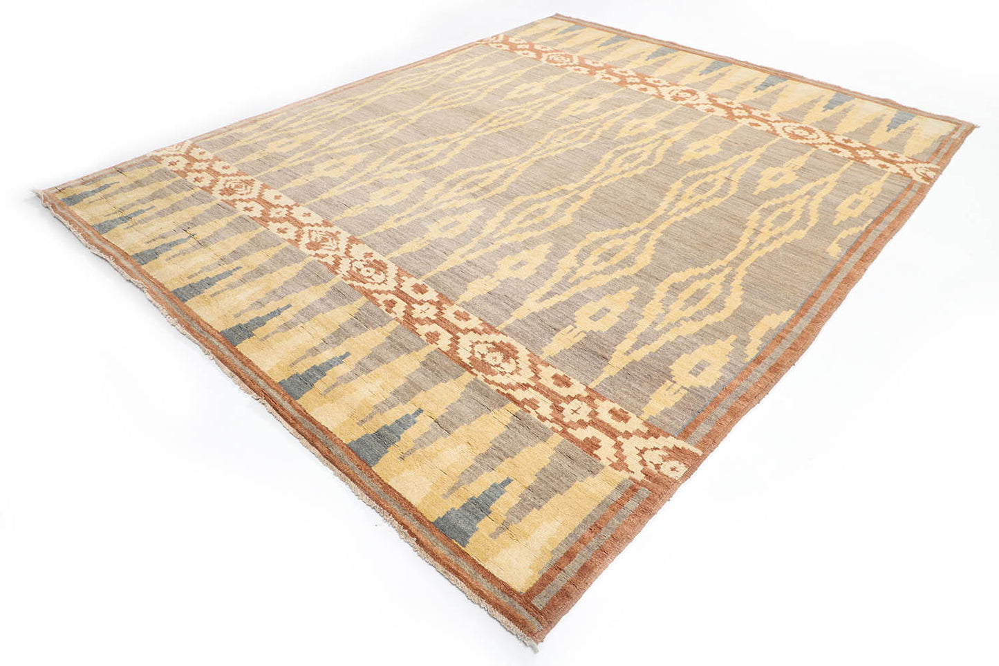 Hand-Knotted Gabbeh Carpet 8'.4" X 10'.4" , Grey Fine Wool Area Rug 8x10