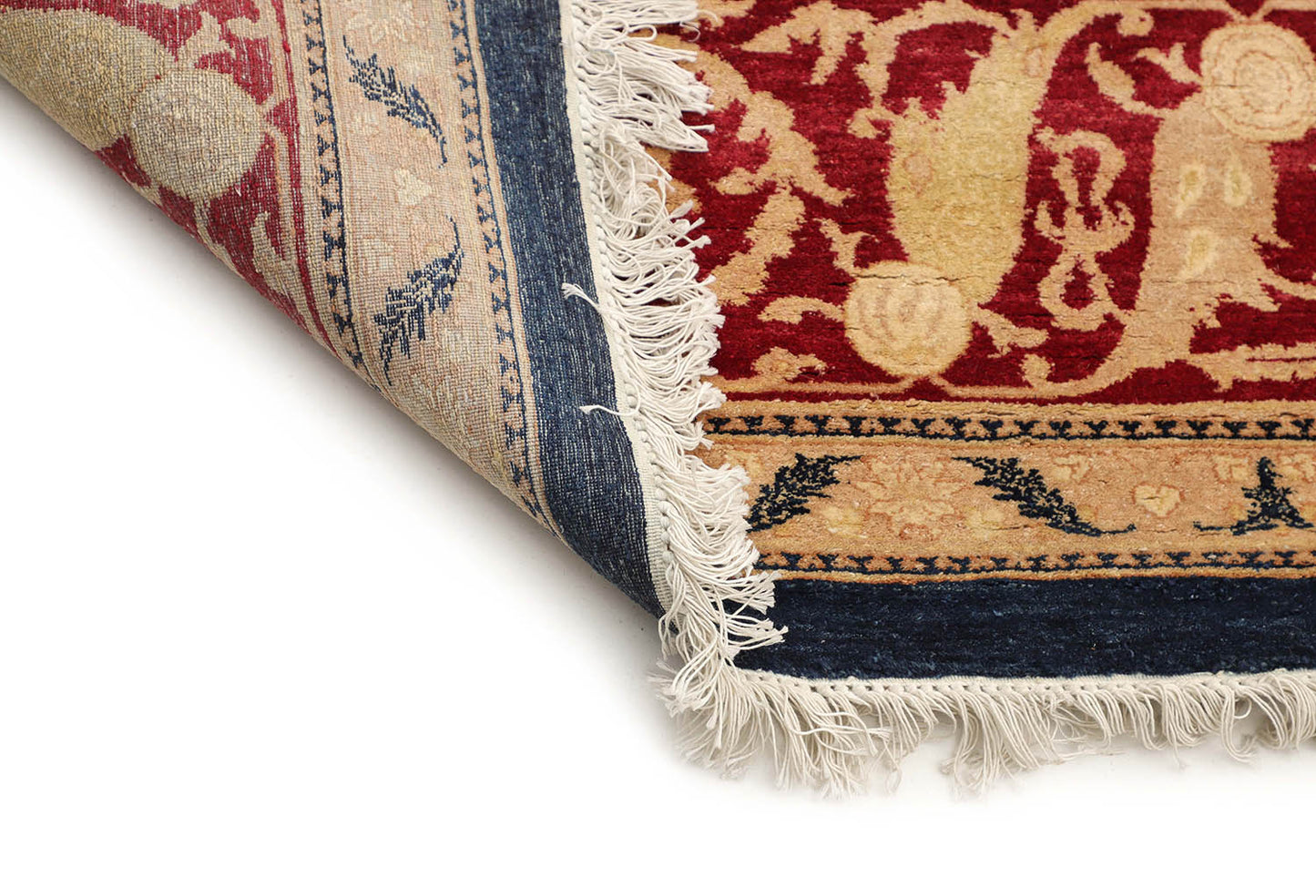 Hand-Knotted Lahore Carpet 9'.1" X 11'.10" Oriental, Red Fine Wool Area Rug 9x12