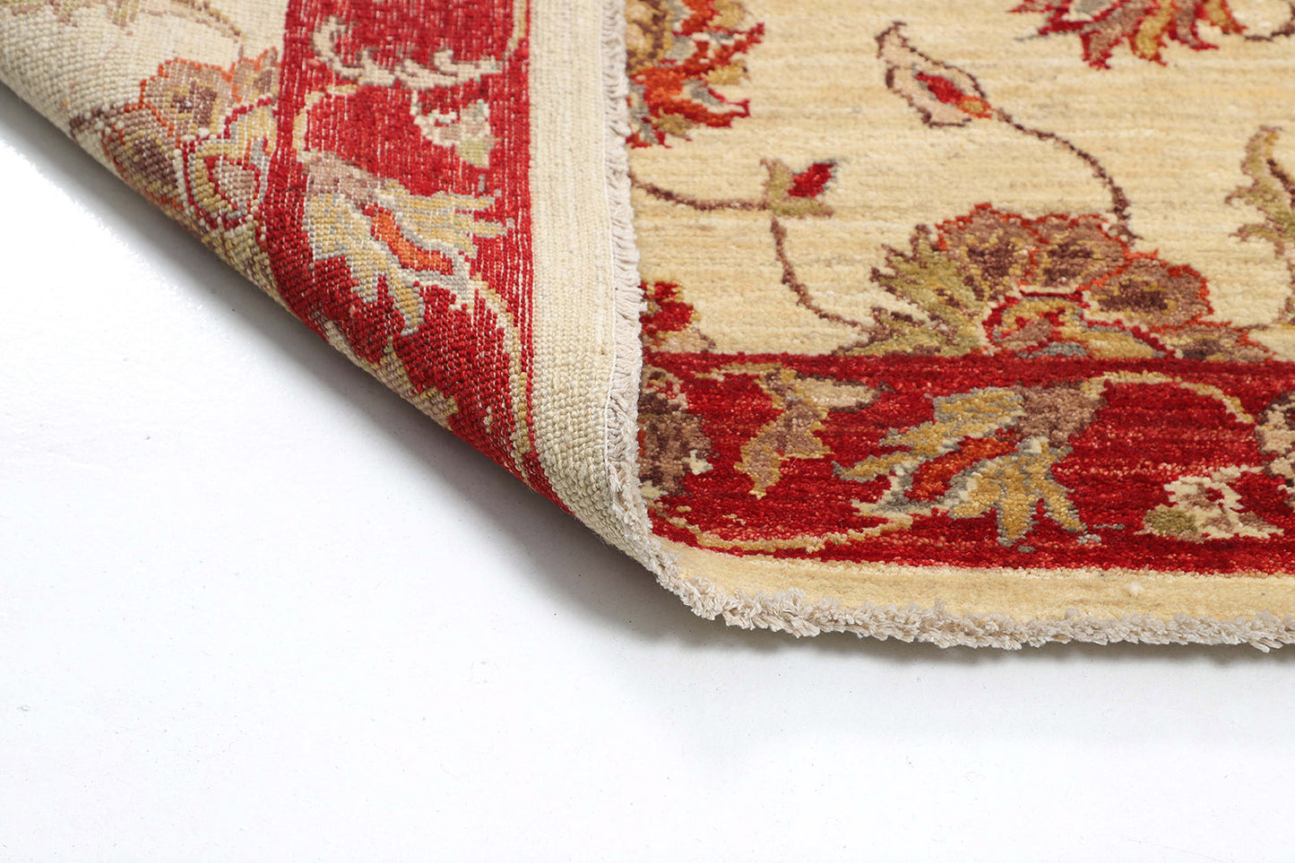 Hand-Knotted Oushak Carpet 3'.4" X 6'.6" Traditional, Ivory Fine Wool Area Rug 3x6