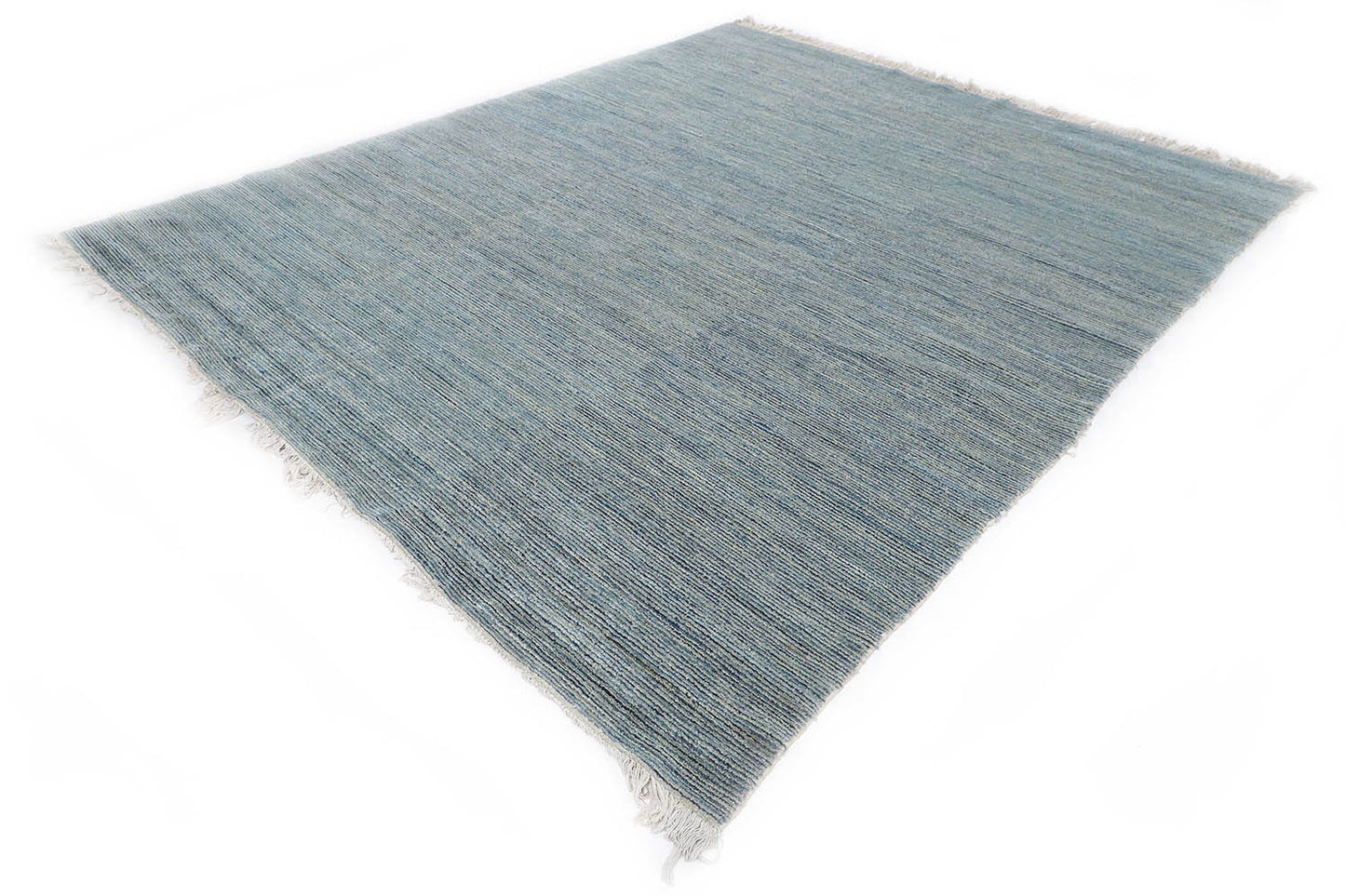 Hand-Knotted Gabbeh Carpet 8'.1" X 10'.1" , Blue Fine Wool Area Rug 8x10