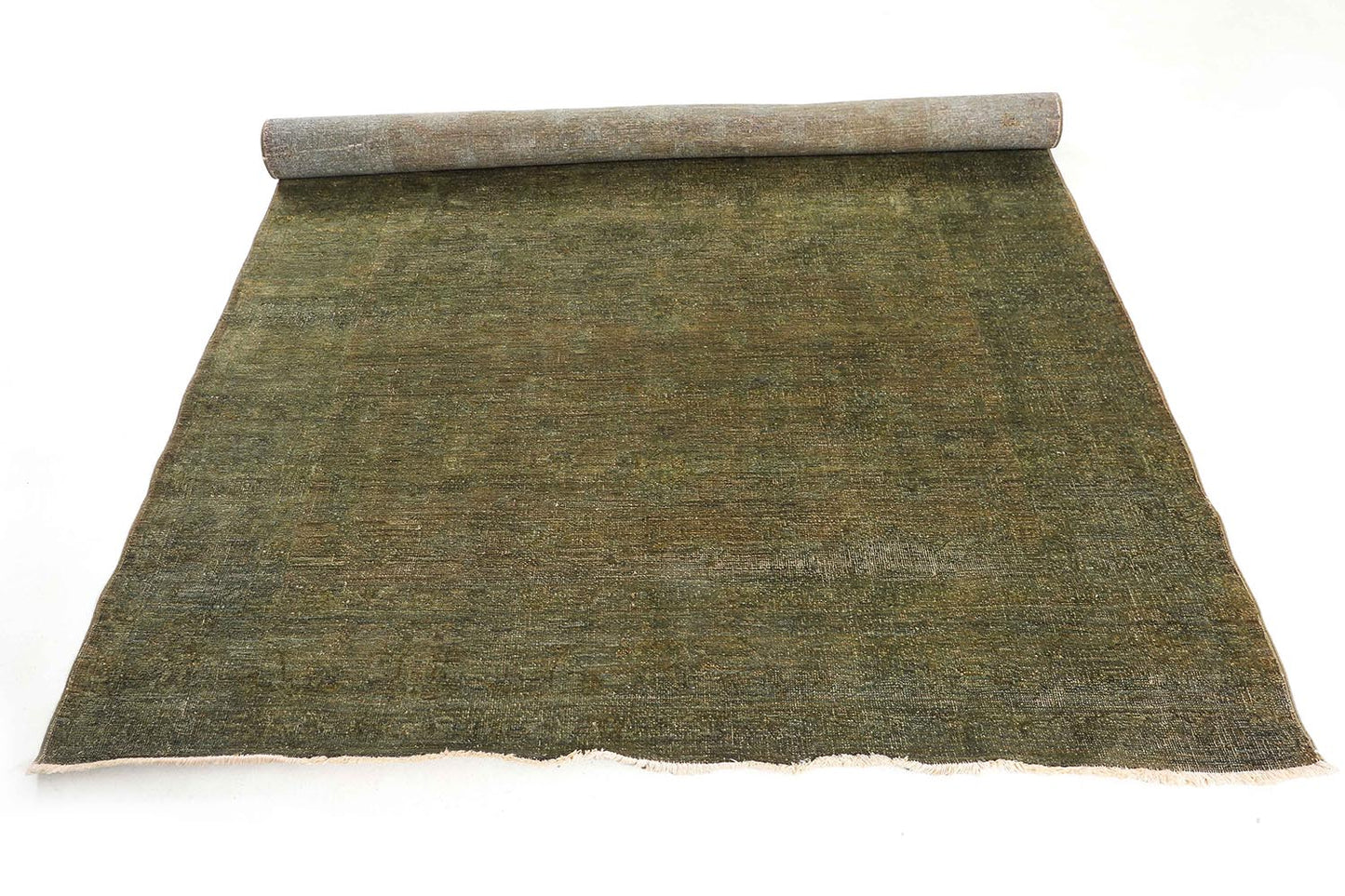 Hand-Knotted Oushak Carpet 5'.7" X 8'.1" Traditional, Green Fine Wool Area Rug 5.5x8