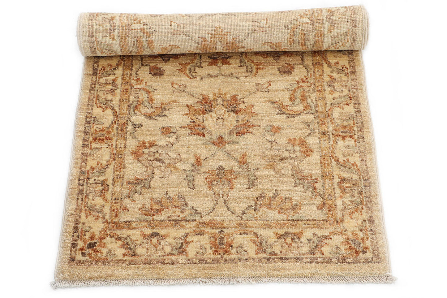 Hand-Knotted Oushak Carpet 2'.2" X 4' Traditional, Beige Fine Wool Accent Rug 2x4