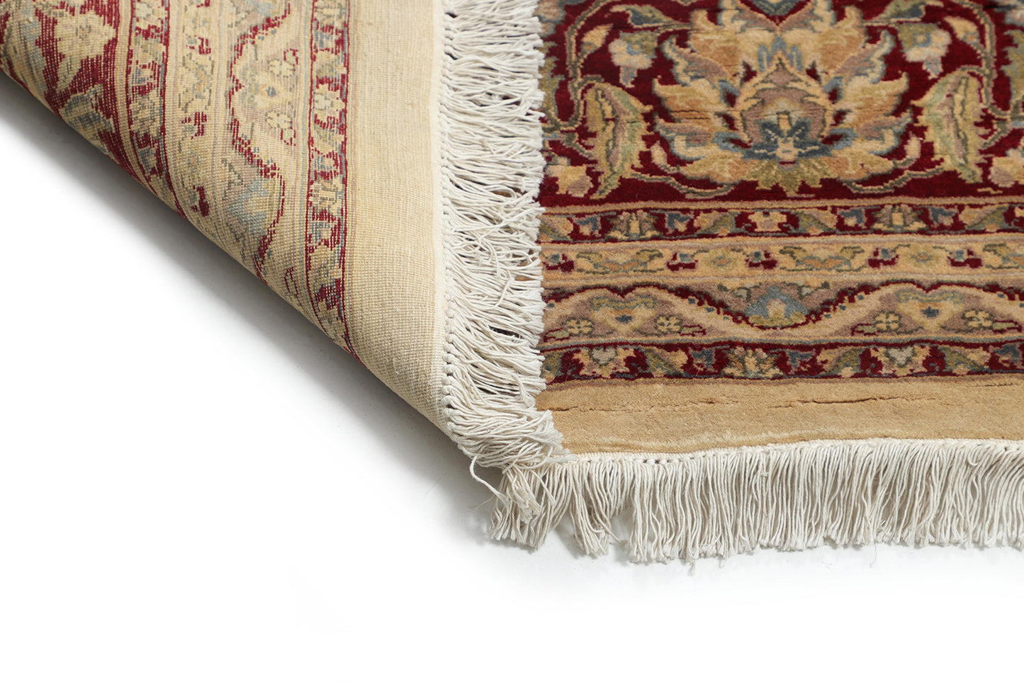 Hand-Knotted Lahore Carpet 9'.3" X 12' Oriental, Beige Fine Wool Area Rug 9x12