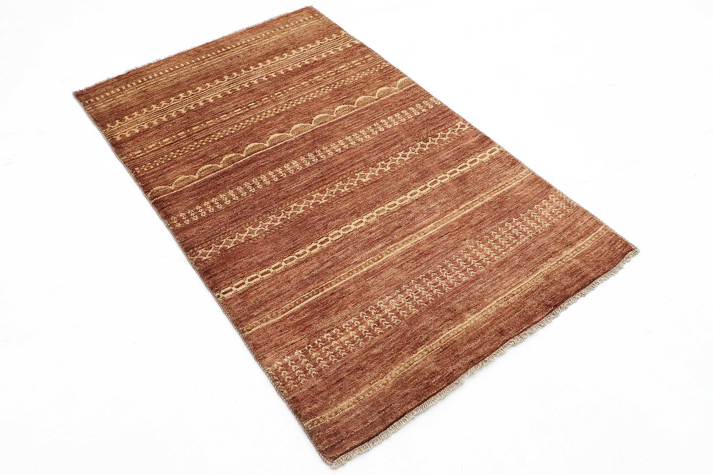 Hand-Knotted Oushak Carpet 3'.1" X 5'.2" Traditional, Rust Fine Wool Area Rug 3x5