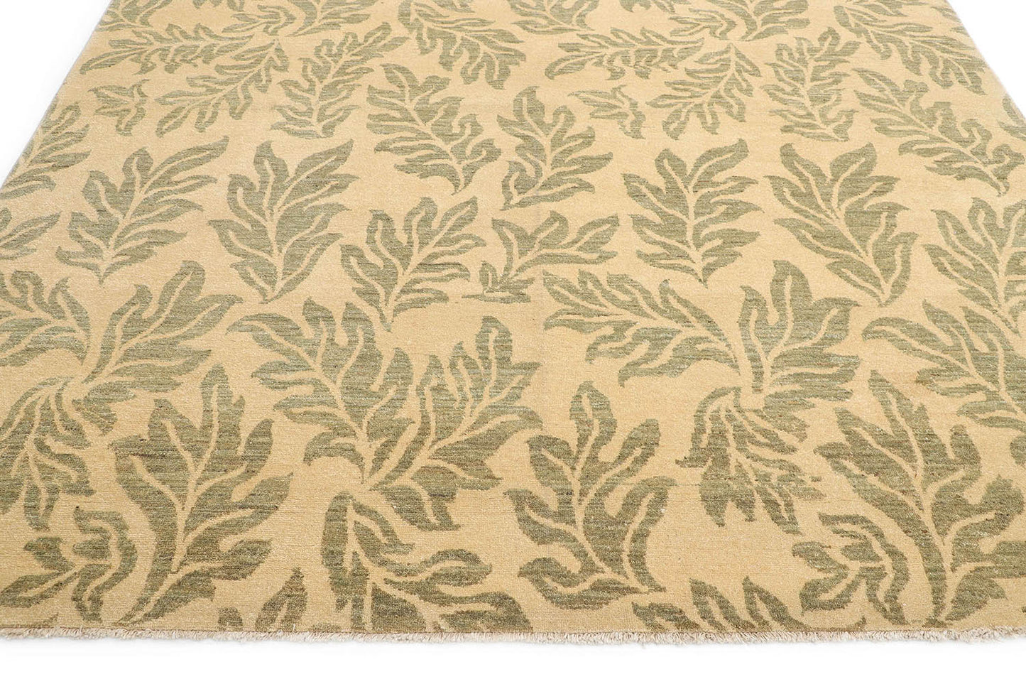 Hand-Knotted Oushak Carpet 8' X 8'.3" Traditional, Beige Fine Wool Square Rug 8x8
