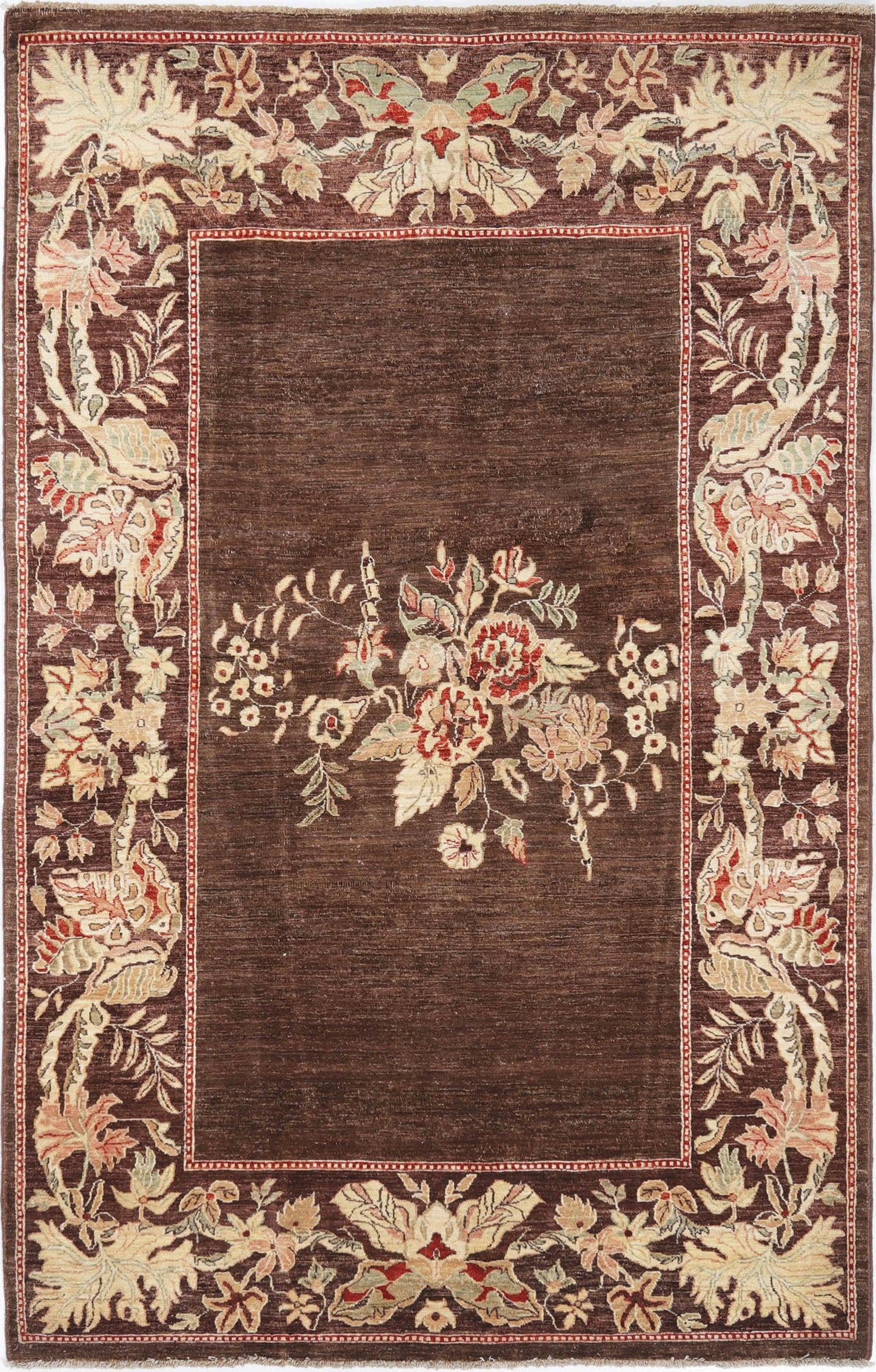 Hand-Knotted Gabbeh Carpet 5'.5" X 8'.6" Tribal, Brown Fine Wool Area Rug 5.5x8 D2641