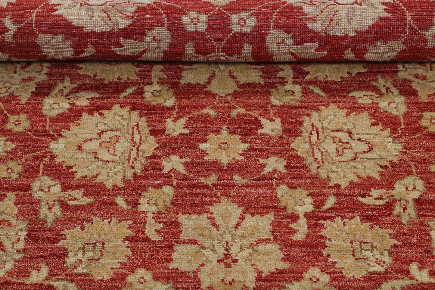 Hand-Knotted Oushak Carpet 4'.7" X 6'.6" Traditional, Red Fine Wool Area Rug 4x6