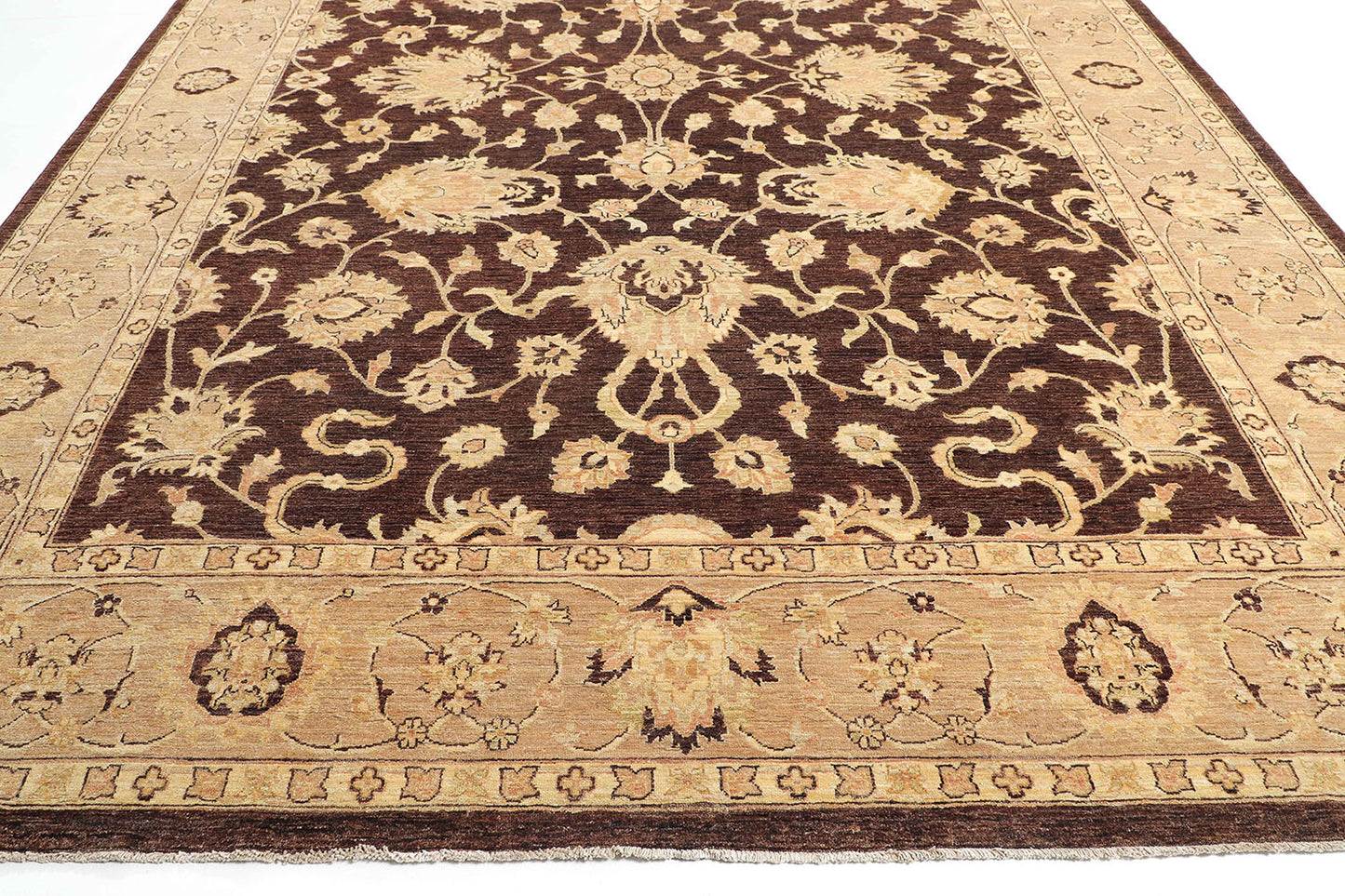 Hand-Knotted Ariana Carpet 9'.7" X 13'.1" Traditional, Brown Fine Wool Area Rug 10x14 D48014