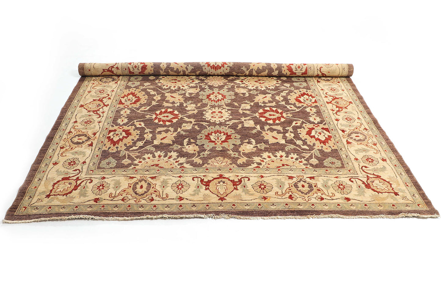 Hand-Knotted Oushak Carpet 9'.2" X 11'.9" Traditional, Brown Fine Wool Area Rug 9x12