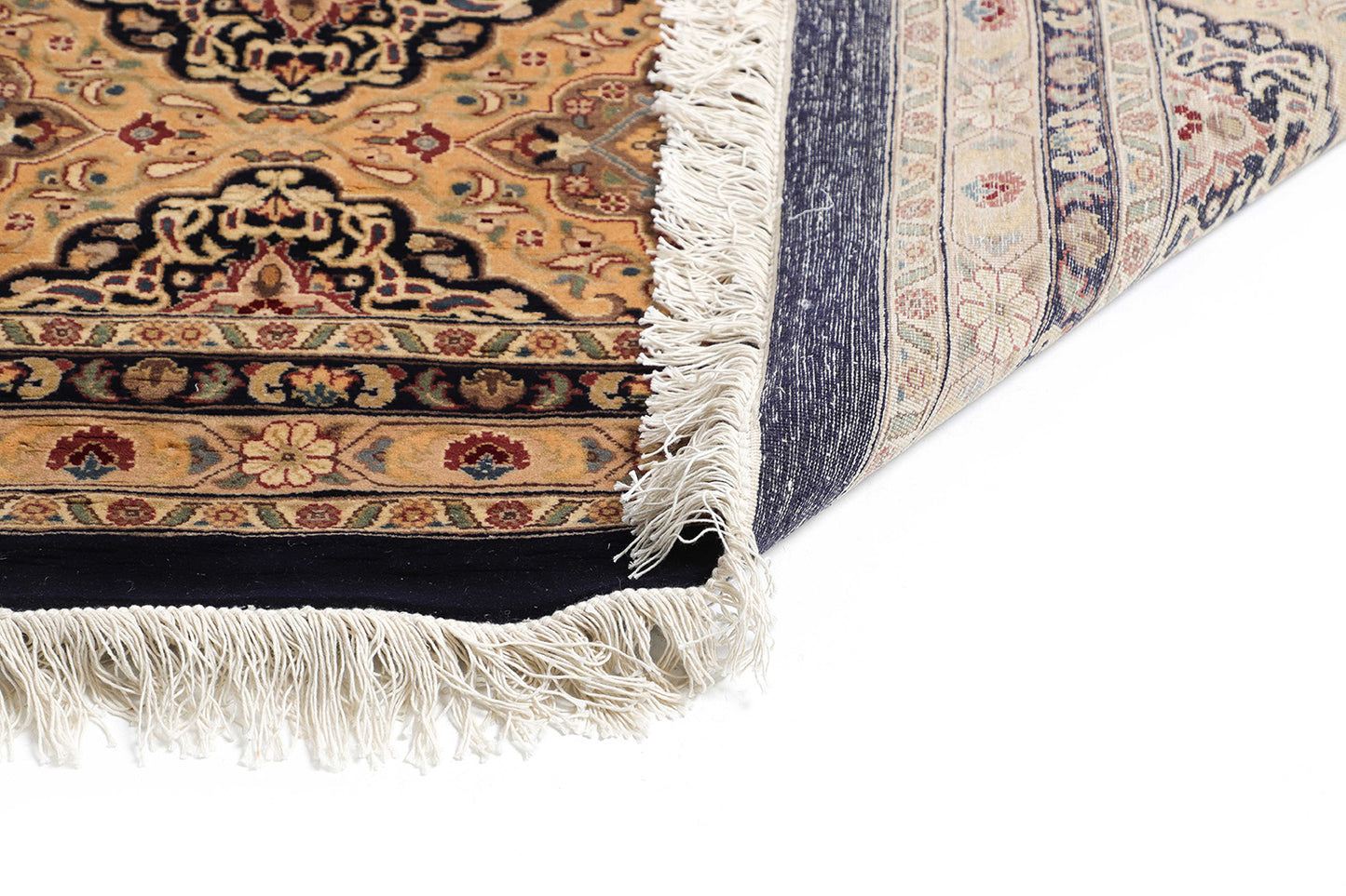 Hand-Knotted Lahore Carpet 12'.2" X 17'.7" Oriental, Blue Fine Wool Area Rug 12x18