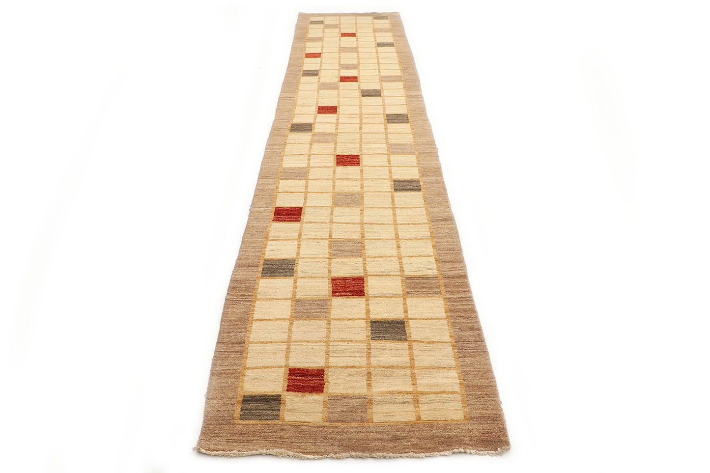 Hand-Knotted Gabbeh Carpet 2'.8" X 12'.9" Tribal, Ivory Fine Wool Runner Rug 2.5x14 D18557